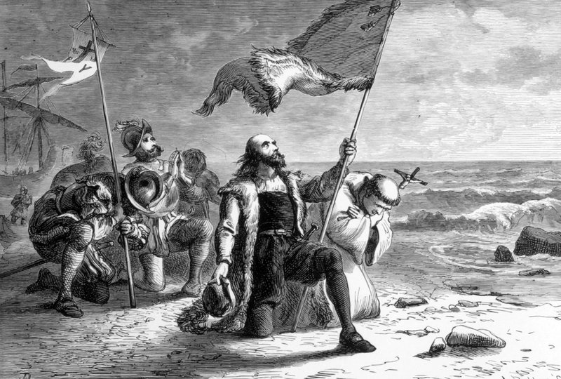 Christopher Columbus landing in the New World, 1492. (Everett Collection/Shutterstock)