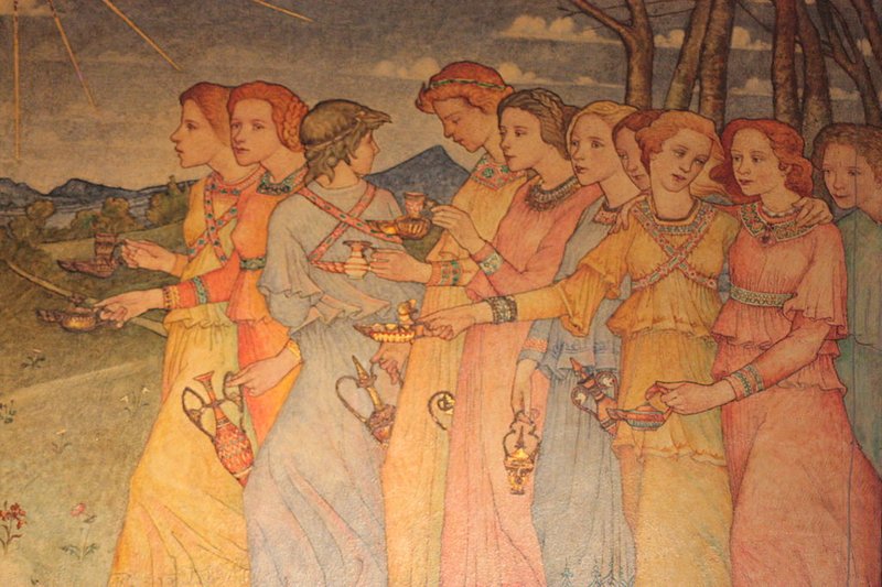Section from “The Parable of the Ten Virgins,” by Phoebe Anna Traquair, 1852-1936, Irish.