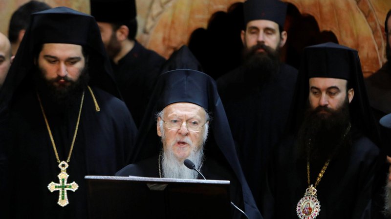 Ecumenical Patriarch Bartholomew of Constantinople is pictured in a 2017 file photo. The patriarch spoke at the Oct. 13-17 G-20 Interfaith Forum streamed from Saudi Arabia's capital, Riyadh. (CNS photo/Menahem Kahana, Reuters)