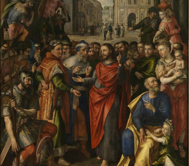 “Render unto Caesar,” by Maerten de Vos, 1532-1603, Flemish. (Wikimedia Commons)