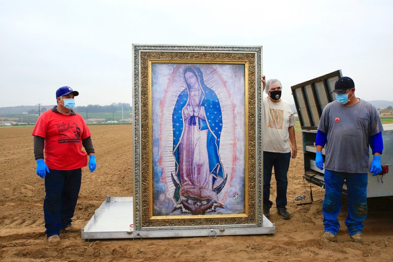 La Peregrina, a pilgrim image of the Virgin of Guadalupe, is an exact digital reproduction of the original image in Mexico City’s Basilica, which has been blessed and touched to the original image. The images were gifts to the archdiocese from Monsignor Diego Monroy, then rector of Our Lady of Guadalupe Basilica in Mexico City. (David Amador Rivera/Angelus News)