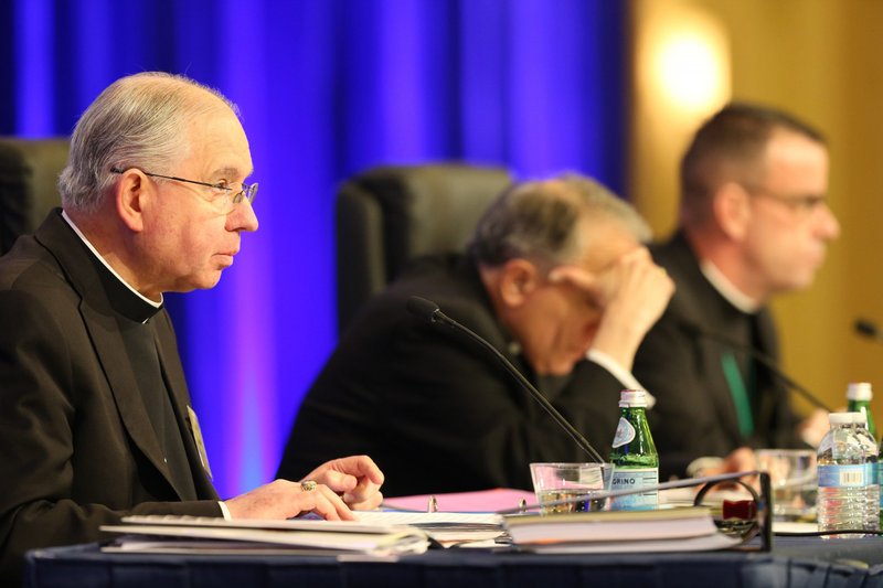 Archbishop Jose H. Gomez of Los Angeles at the bishops' fall general assembly in Baltimore in November 2017. (CNS photo/Bob Roller)