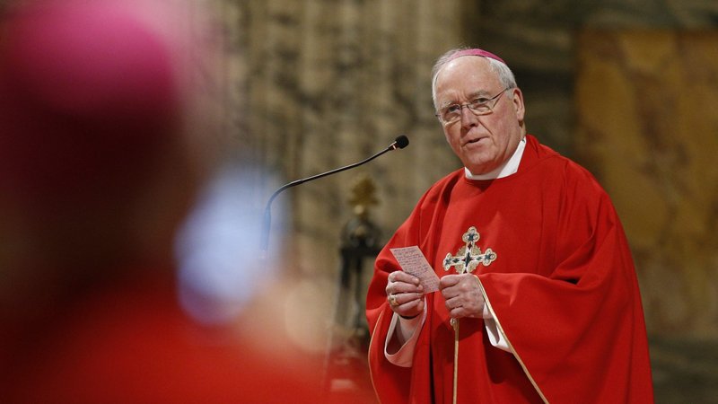 Bishop Richard J. Malone of Buffalo gives the homily as he concelebrates Mass with other U.S. bishops from the state of New York at the Basilica of St. Paul Outside the Walls in Rome Nov. 12, 2019. (CNS photo/Paul Haring)