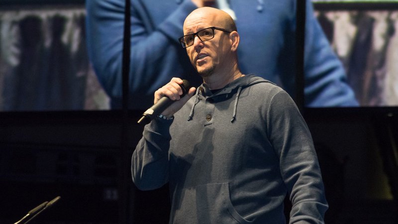 Filmmaker Jim Wahlberg speaks about opioid awareness at the 2017 New Hampshire Youth Summit in Manchester, Mass. In his new book "The Big Hustle," Wahlberg writes about his struggle with drug addiction and how he overcame it. (CNS photo/Ilene Perlman via Pinkston)