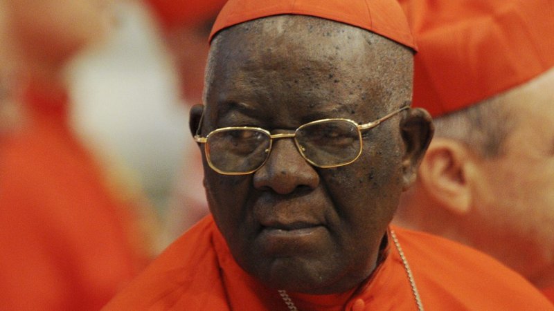 Cardinal Christian Tumi, retired archbishop of Douala, Cameroon, attends a consistory ceremony in St. Peter's Basilica at the Vatican in this Feb. 18, 2012, file photo. Cardinal Tumi, 90, was reported kidnapped Nov. 5 along with a dozen others. (CNS photo/Eric Vandeville, Abaca Press/Reuters)