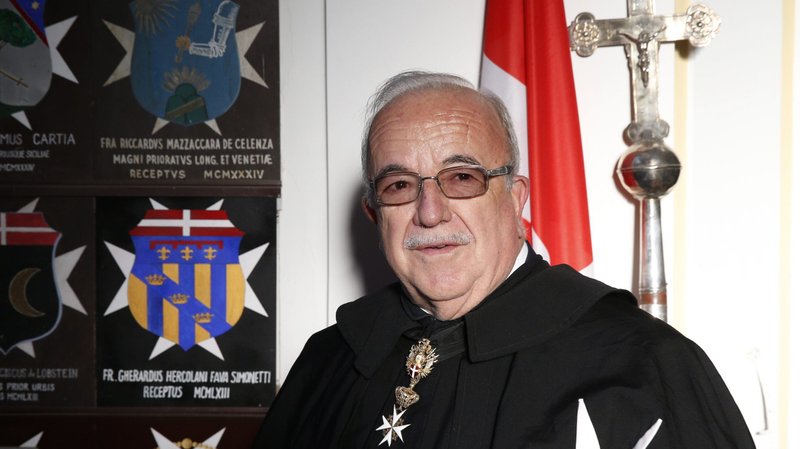 Fra' Marco Luzzago is pictured at the headquarters of the Knights of Malta before an election in Rome Nov. 8, 2020. Fra' Luzzago was elected to a one-year term as the order's interim head. (CNS photo/Paul Haring)