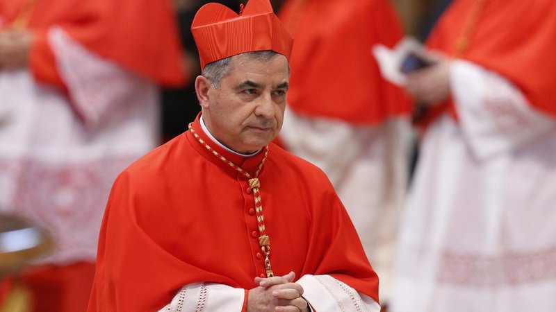 Italian Cardinal Angelo Becciu is seen at the Vatican in this 2018 photo. (CNS photo/Paul Haring)