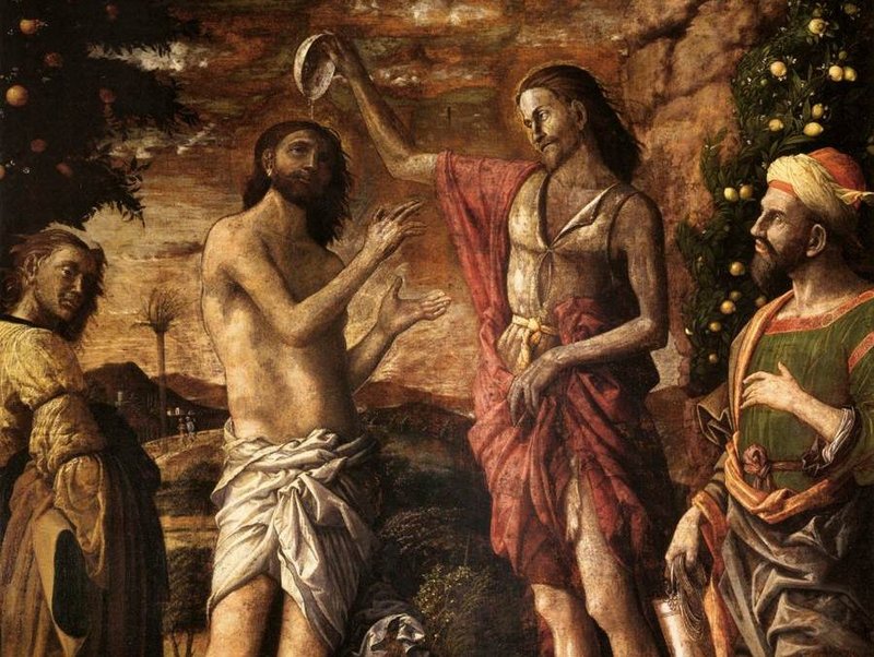 “Baptism of Christ,” by Andrea Mantegna, 1431-1506, Italian.