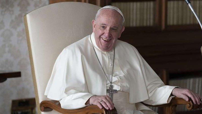 Pope Francis in the library of the Vatican's apostolic palace Nov. 18, 2020. (Vatican Media via CNA)