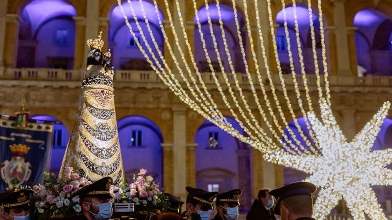 The outdoor procession at the Holy House of Loreto in Italy on Dec. 9, 2020. (Basilica of the Holy House of Loreto via CNA)