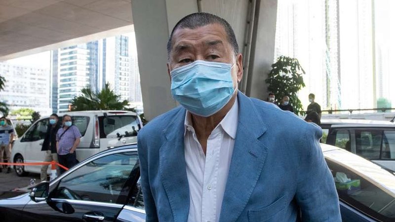 Jimmy Lai Chee Ying arrving at the West Kowloon Magistrates' Court, Hong Kong, Oct. 15, 2020. (Yung Chi Wai Derek/Shutterstock via CNA)