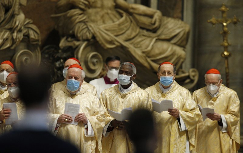 Cardinals attend Pope Francis' celebration of Mass on the feast of the Epiphany in St. Peter's Basilica at the Vatican Jan. 6, 2021. (CNS photo/Paul Haring)