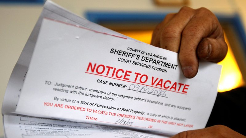 An eviction notice is seen in this illustration photo. (CNS photo/Lucy Nicholson, Reuters)