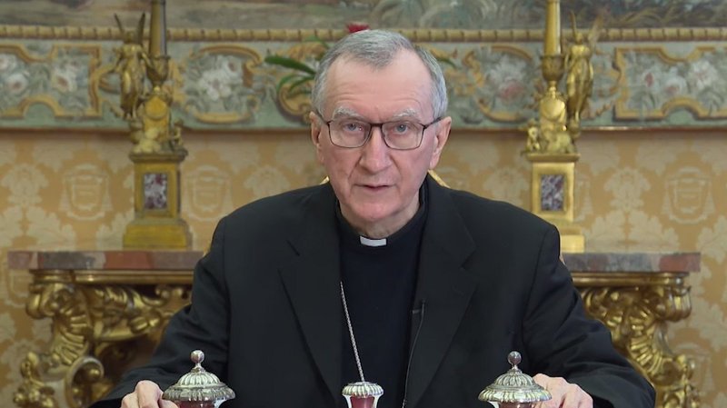 Cardinal Pietro Parolin, Vatican secretary of state, speaks in a video message released Jan. 25 to the virtual "Climate Adaptation Summit" hosted by the Netherlands. Cardinal Parolin said climate change is a global problem that requires the commitment and collective response of all humanity. (CNS photo/Vatican Media)