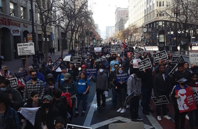 People in San Francisco march in the 17th Annual Walk for Life West Coast Jan. 23, 2021. (CNS photo/courtesy Walk for Life West Coast)
