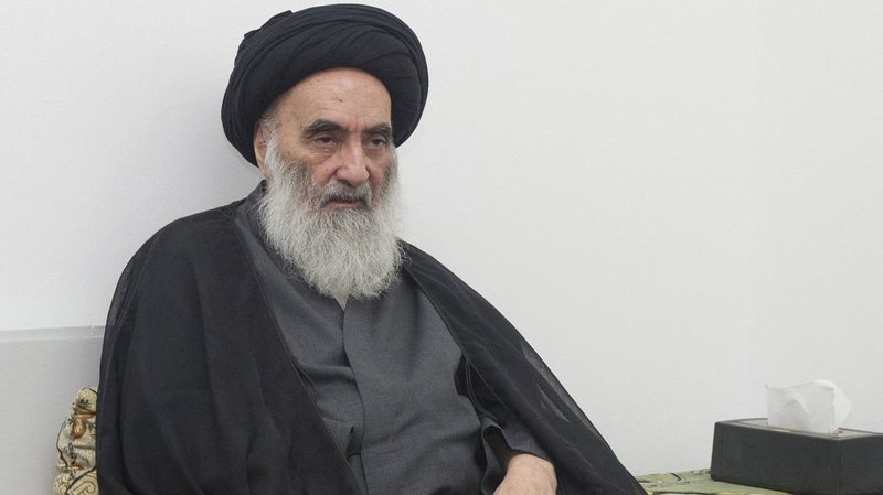 Iraq's top Shiite cleric, Grand Ayatollah Ali al-Sistani, is pictured during a meeting with then-U.N. Secretary-General Ban Ki-moon in Najaf, Iraq, in this July 24, 2014, file photo. Pope Francis is scheduled to meet with al-Sistani during his March 5-8 visit to Iraq, according to Cardinal Louis Sako, the Baghdad-based patriarch of the Chaldean Catholic Church. Cardinal Sako briefed journalists Jan. 28 on plans for Pope Francis' Iraq trip. (CNS photo/Eskinder Debebe/United Nations via Reuters)