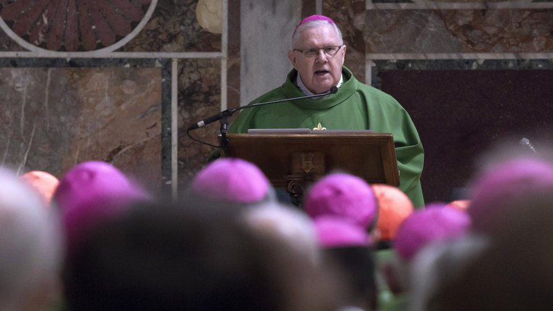Archbishop Mark Coleridge of Brisbane, president of the Australian bishops' conference, gives the homily during a Mass at a meeting on the protection of minors in the church at the Vatican in this 2019 file photo. A new national protocol for responding to historical child sexual abuse and any new allegations in the Catholic Church in Australia will be both more compassionate and just, Archbishop Coleridge said Jan. 28, 2021. (CNS photo/Maria Grazia Picciarella)