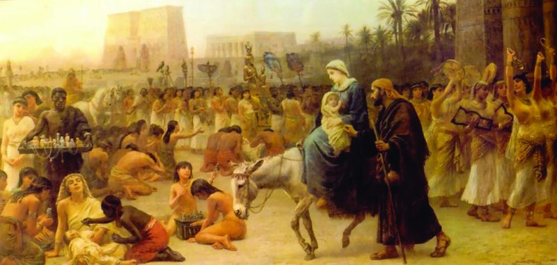 "Anno Domini," 1883, by Edwin Long, shows the Holy Family's arrival in Egypt. (Wikimedia Commons)