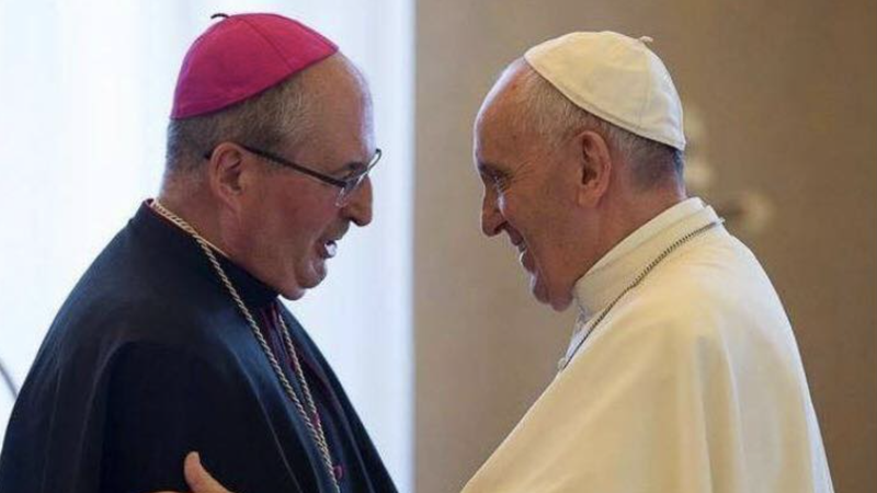 Archbishop Philip Tartaglia of Glasgow with Pope Francis. (Archdiocese of Glasgow via Crux)