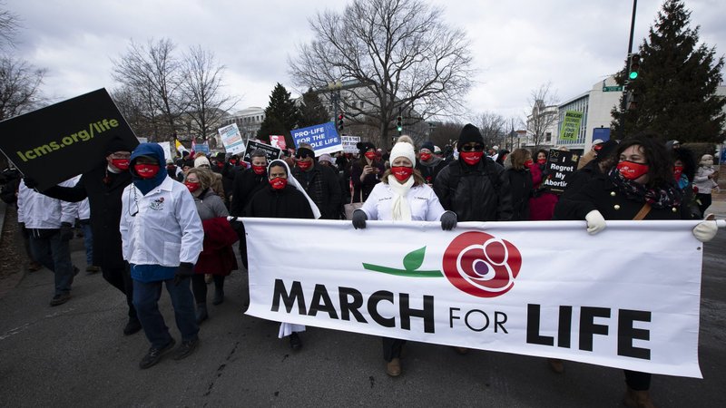 March for Life participants make their way to the U.S. Supreme Court building in Washington Jan. 29, 2021, amid the coronavirus pandemic. (CNS photo/Tyler Orsburn)