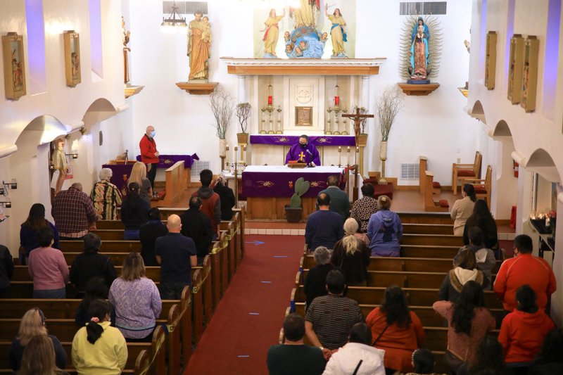 Fr. Domingos Machado, O.A.R., celebrates Mass for Ash Wednesday at Cristo Rey Church in Atwater Village Feb. 17. (David Amador Rivera)