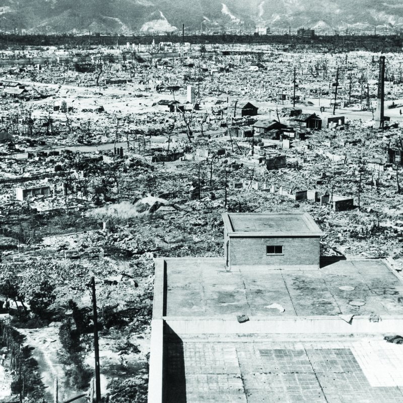 Hiroshima in ruins, October 1945, two months after the atomic bomb exploded. (Wikimedia Commons)