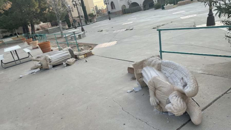 Vandalism outside St. Pius X parish in El Paso, Texas. (Courtesy Diocese of El Paso via CNA)