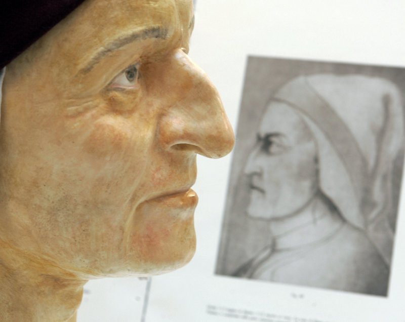 A bust of Italian poet Dante Alighieri is seen next to an etching of him at the University of Bologna in Ravenna, Italy, in this January 16, 2007, file photo. In the runup to next year's 700th anniversary of the death of Dante, Pope Francis said he hopes people can read the Italian poet's "Divine Comedy." (CNS photo/Marco Bucco, Reuters)