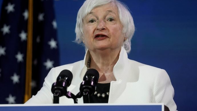 Janet Yellen, newly confirmed as U.S. treasury secretary, is seen in this Dec. 1, 2020, file photo. She was sworn in by Vice President Kamala Harris in Washington Jan. 26, 2021. (Leah Millis/Reuters, via CNS.)