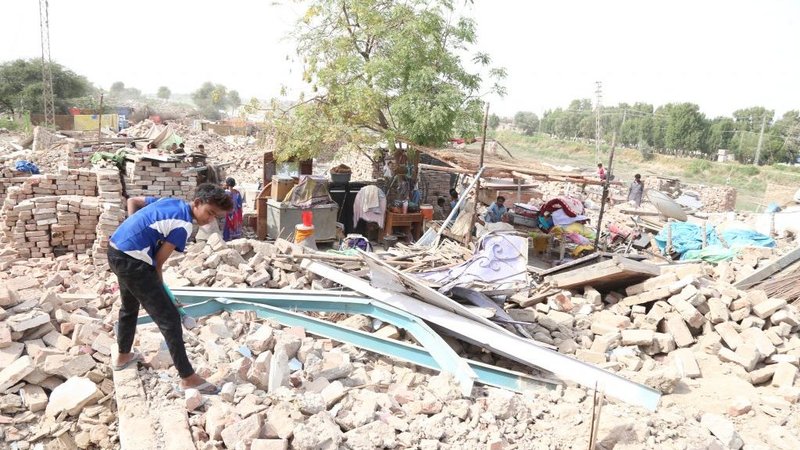 Dozens of homes were destroyed in Kali Mori, in the city of Hyderabad, in Pakistan, in mid-March, 2021. Thousands of Christians suddenly found themselves without a home after the Supreme Court ruled municipal officials had to free encroached lands both in Hyderabad and in Karachi. (Courtesy Eric Siraj via Crux)