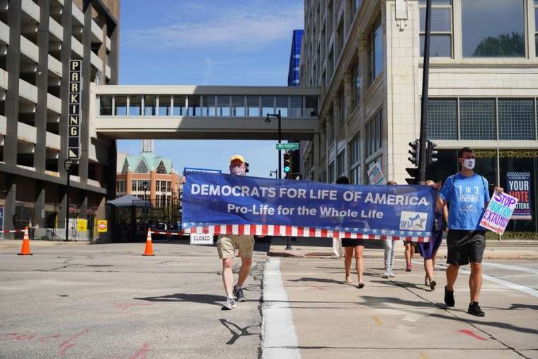 Pro-life Democrats march outside the Democratic National Convention in Milwaukee Aug. 17, 2020 (Aaron of L.A. Photography/Shutterstock)