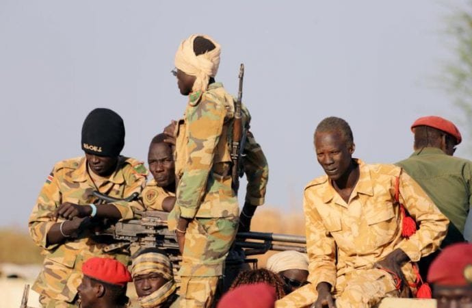 Armed members of the South Sudanese security forces are seen in Bentiu Jan. 21, 2019. Bishops of South Sudan say the peace process is not working, and they suggest more than a dozen ways to improve the situation. (Samir Bol/Reuters via CNS)