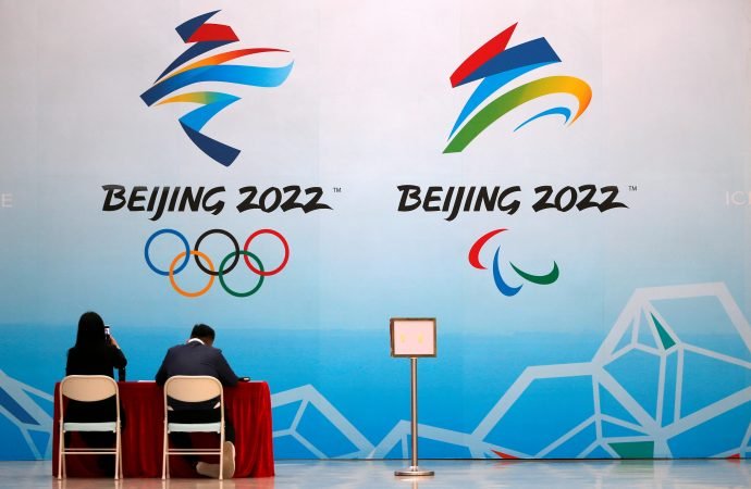 Signs for the 2022 Olympic Winter Games are seen at the National Aquatics Center in Beijing April 1, 2021. House Speaker Nancy Pelosi, D-Calif., said at a hearing May 18 the U.S. and other countries should boycott the 2022 Winter Olympics in Beijing diplomatically because of China's human rights abuses. She and others testifying said participating countries should send only their athletes -- but no diplomatic delegation that could lend legitimacy to the Games. (CNS photo/Tingshu Wang, Reuters)