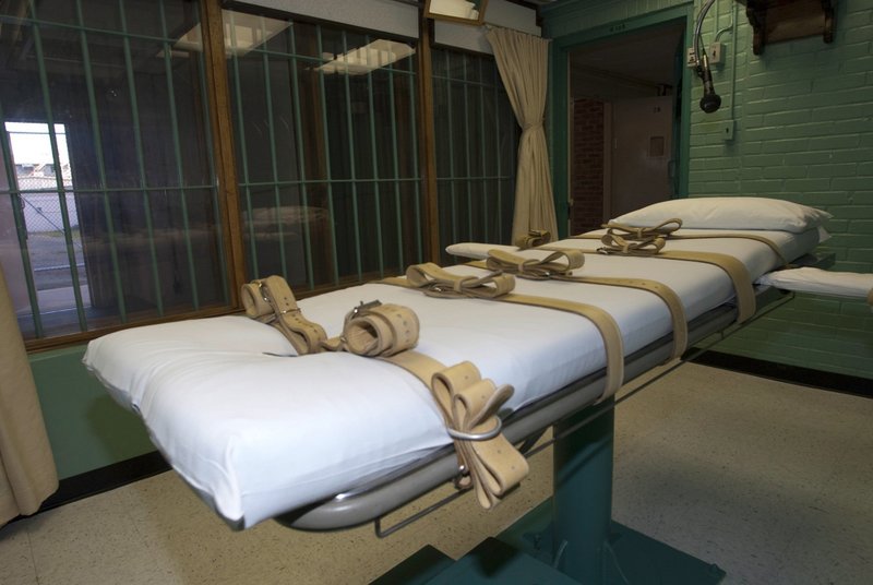 The death chamber table is seen in 2010 at the state penitentiary in Huntsville, Texas. Nevada's Ely State Prison has a similar table for lethal injection executions of death-row inmates. (CNS photo/courtesy Jenevieve Robbins, Texas Department of Criminal Justice handout via Reuters)