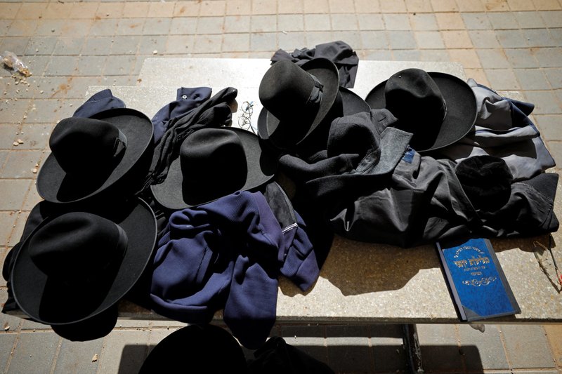 Hats of ultra-Orthodox Jews are seen in this illustration photo. (CNS photo/Amir Cohen, Reuters)