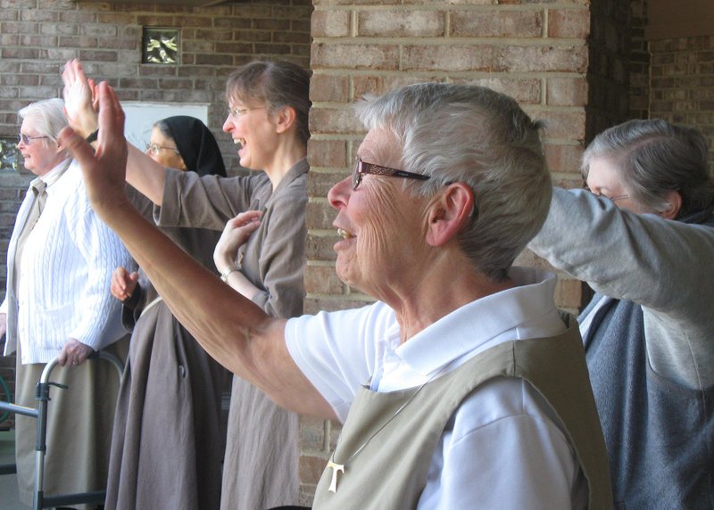 Poor Clare sisters are seen during an Easter parade at their cloistered community in Travelers Rest, S.C., April 4, 2021. (CNS photo/Deirdre Mays)