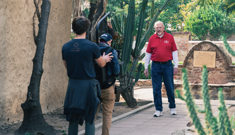 David Charlebois being filmed for “LA Catholic Stories.” (Isabel Cacho)