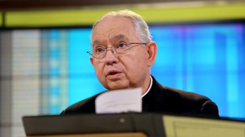 Archbishop José H. Gomez of Los Angeles, president of the U.S. Conference of Catholic Bishops, speaks at the USCCB headquarters in Washington during the opening of bishops' three-day virtual spring meeting June 16, 2021. (CNS photo/CNS photo/Bob Roller)