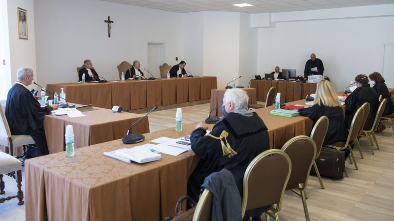 A new multifunction room at the Vatican Museums is pictured during the trial of two priests by the Vatican City State court June 7, 2021. (CNS photo/Vatican Media)