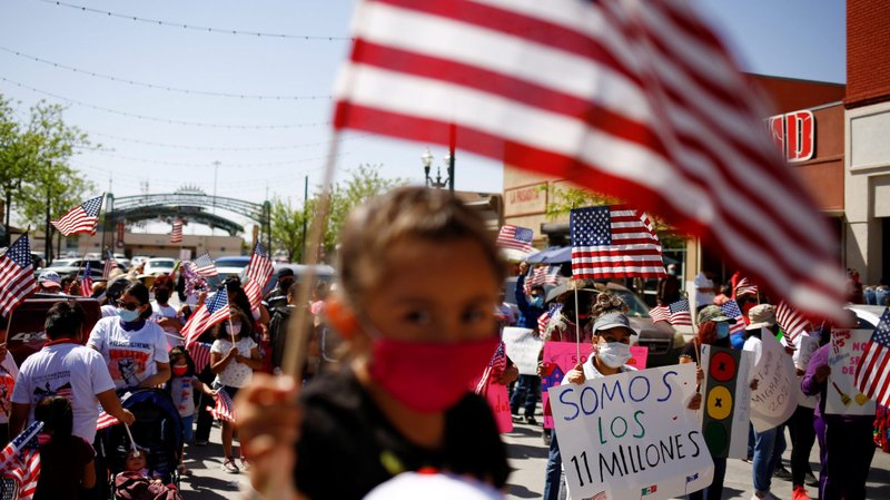 Members of the Border Network for Human Rights and the Reform Immigration Alliance for Texas hold a march in El Paso, Texas, April 10, 2021, to launch the "We Are the 11 Million" campaign demanding immigration reform to help people in the U.S. without legal permission. (CNS photo/Jose Luis Gonzalez, Reuters)