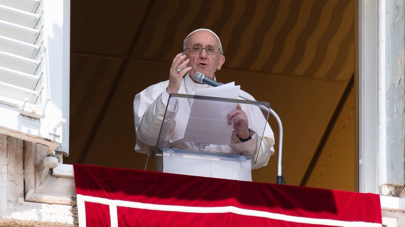 Pope Francis leads the Angelus from the window of his studio overlooking St. Peter's Square at the Vatican June 18, 2021. After speaking about the day's Gospel reading and leading the prayer, the pope expressed his closeness to the people of Cuba a week after protests erupted on the island nation. (CNS photo/Vatican Media)