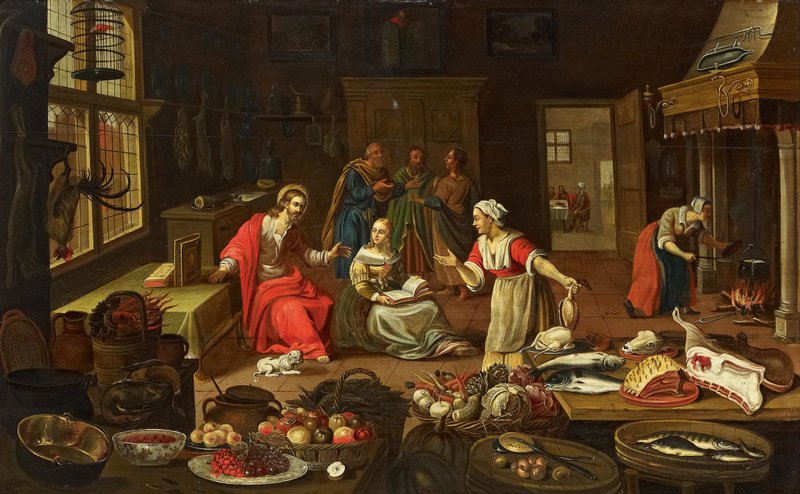 "Christ at the home of Martha and Mary," by Georg Friedrich Stettner. (Wikipeida)