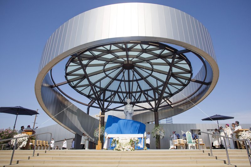 The Diocese of Orange unveiled a new statue to Our Lady of La Vang, special patroness of Vietnamese Catholics, on July 17 at Christ Cathedral. (Steven Georges/RCBO via Diocese of Orange)