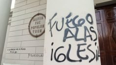 The facade of the Cathedral of Buenos Aires was vandalized on Aug. 27, with grafittis reading things such as "fire to the churches." (Twitter @PrisillaJacome via Crux)