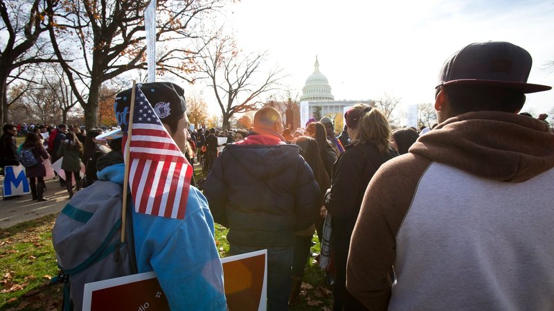 Supporters of comprehensive immigration reform gather near the U.S. Capitol in Washington Dec. 6, 2017. (Tyler Orsburn/CNS)