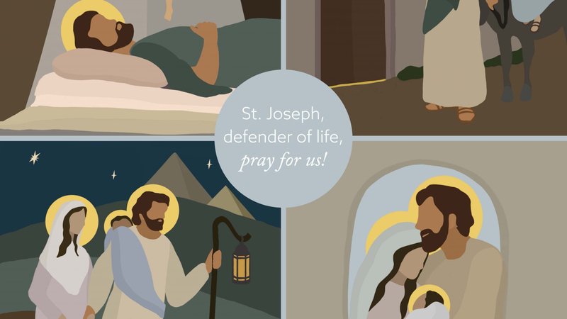 This is the poster for Respect Life Month 2021 observed in October by the U.S. Catholic Church. As part of the Year of St. Joseph declared by Pope Francis, this years celebration "highlights the example of that great saint," said a Sept. 27 statement from Archbishop Joseph F. Naumann of Kansas City, Kansas, who is chairman of the U.S. Conference of Catholic Bishops Committee on Pro-Life Activities. Oct. 3 is Respect Life Sunday. (CNS photo/courtesy RespectLife.org)