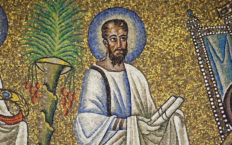 St. Paul. Detail of the mosaic in the Arian Baptistery, Ravenna, Italy.