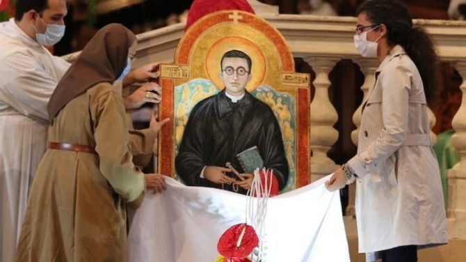 The beatification of Fr. Giovanni Fornasini in Bologna, Italy, Sept. 26, 2021. (Antonio Minnicelli and Elisa Bragaglia via CNA)