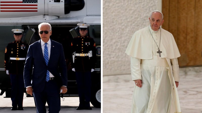 President Joe Biden and Pope Francis are seen in this composite photo. The White House announced Oct. 14, 20201, that the two will meet at the Vatican Oct. 29. (CNS composite; photos by Jonathan Ernst, Reuters, and Paul Haring)