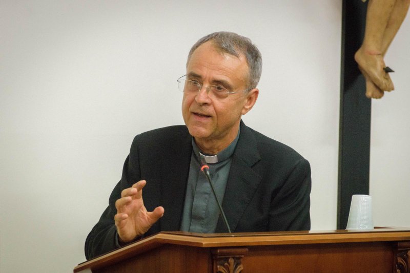 Msgr. Philippe Bordeyne, new head of the Pontifical John Paul II Theological Institute for Marriage and Family Sciences, speaks at an event in Rome Oct. 1, 2021. He said that the pandemic has made clear that the family is still the "barometer" of society. (CNS photo/courtesy Pontifical John Paul II Theological Institute for Marriage and Family Sciences)